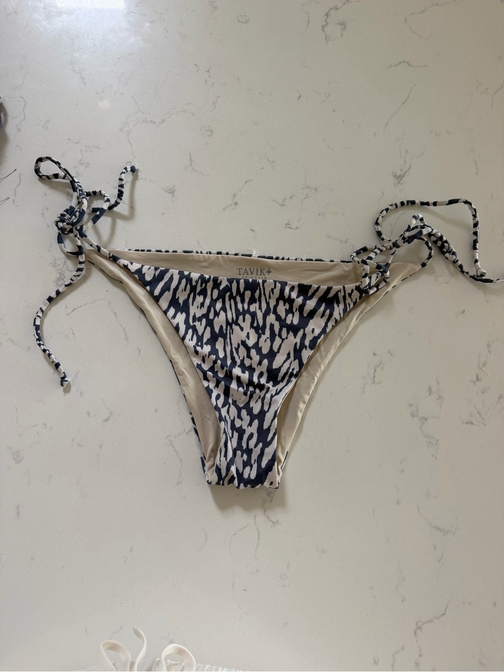 Tavik Navy and White Animal-Print Bikini Bottom